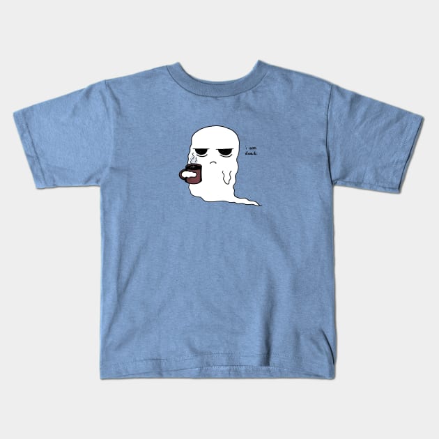 Grumpy Coffee Ghost Kids T-Shirt by ArtByAsh
